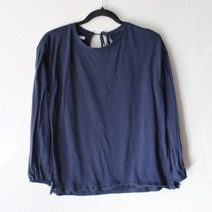 Long Sleeve Blue Shirt with Strings